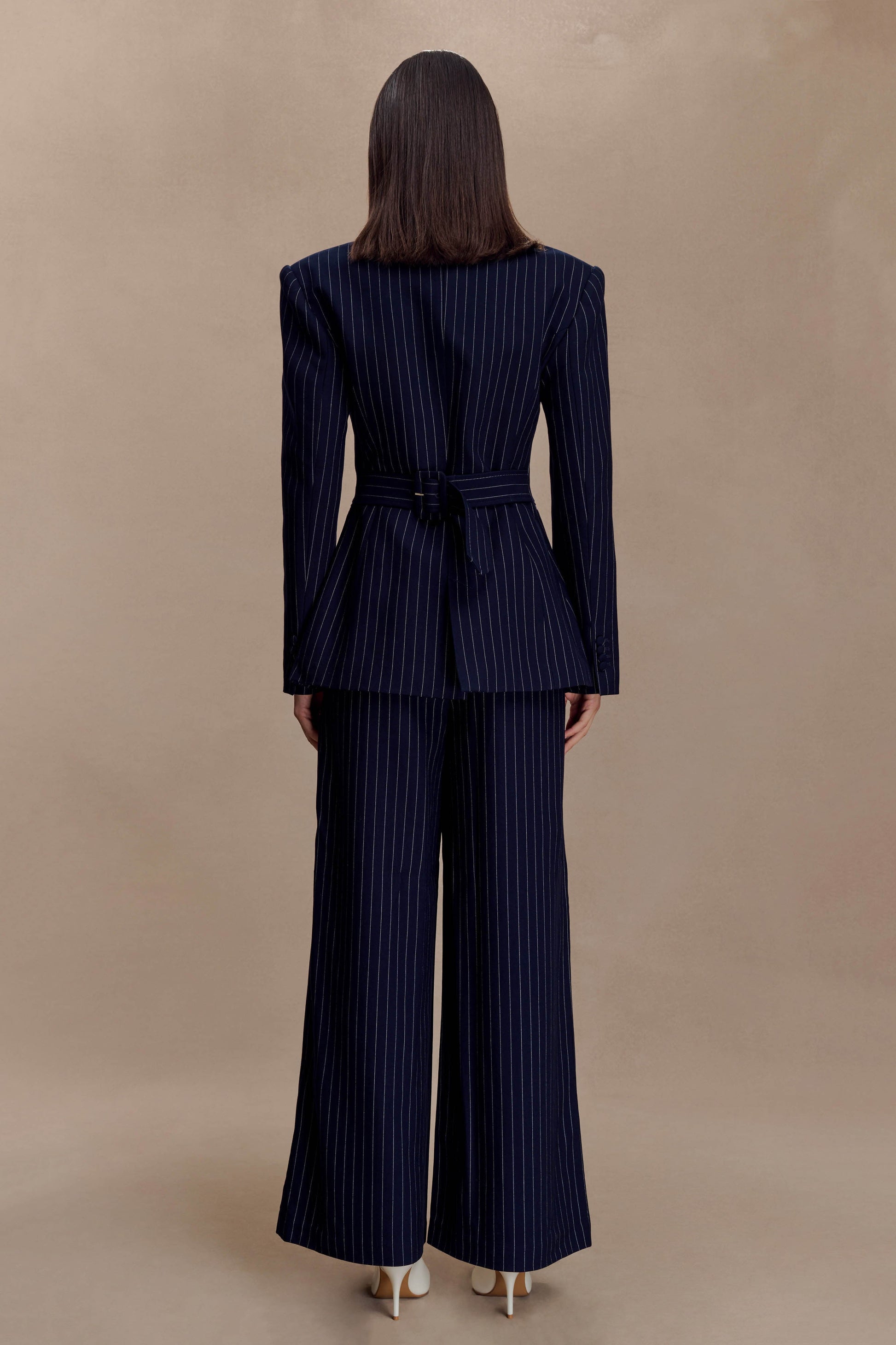 Carmen - Navy Pinstripe Pleated Set Women