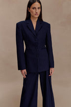 Carmen - Navy Pinstripe Pleated Set Women