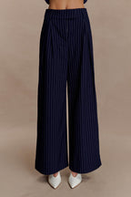 Carmen - Navy Pinstripe Pleated Set Women