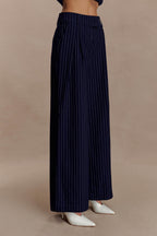 Carmen - Navy Pinstripe Pleated Set Women