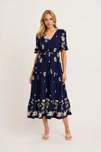 Alice - Jaliyah Navy Maxi Dress White Embroidery