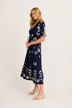 Alice - Jaliyah Navy Maxi Dress White Embroidery