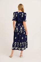 Alice - Jaliyah Navy Maxi Dress White Embroidery