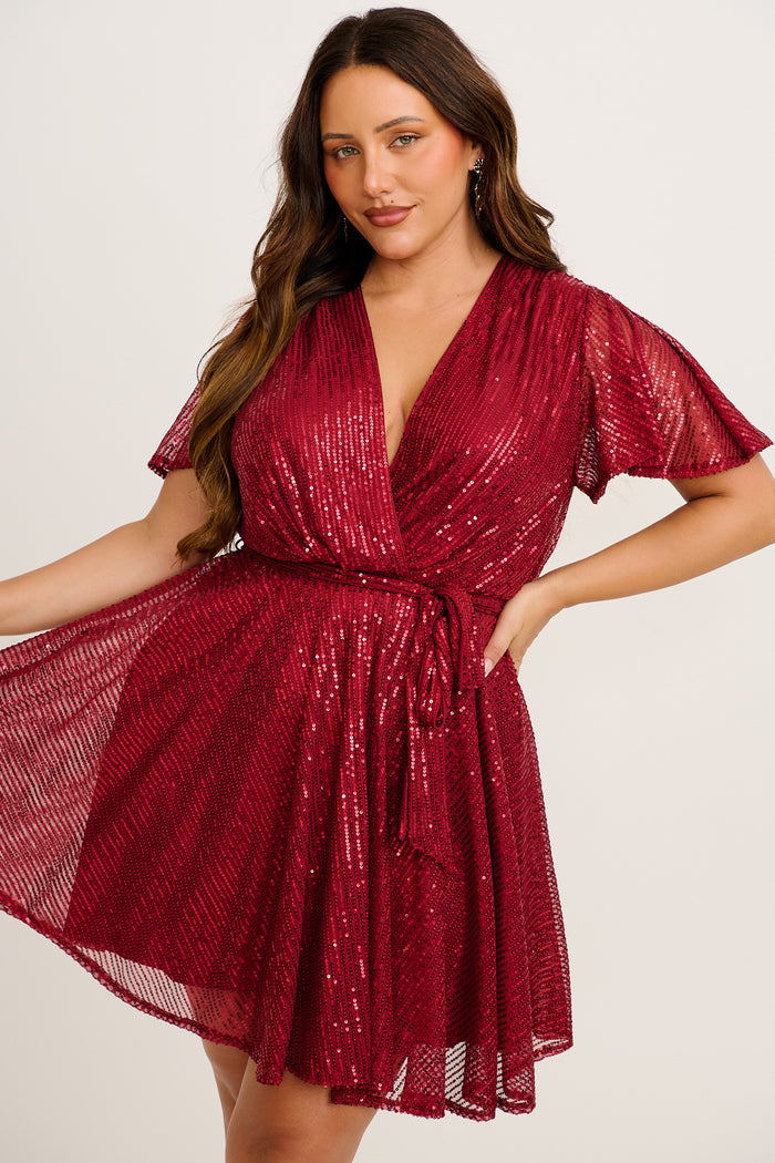 Albury - Amoretto Red Wine Sequin Evening Dress