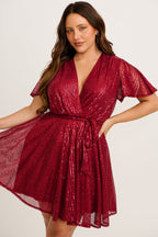 Albury - Amoretto Red Wine Sequin Evening Dress