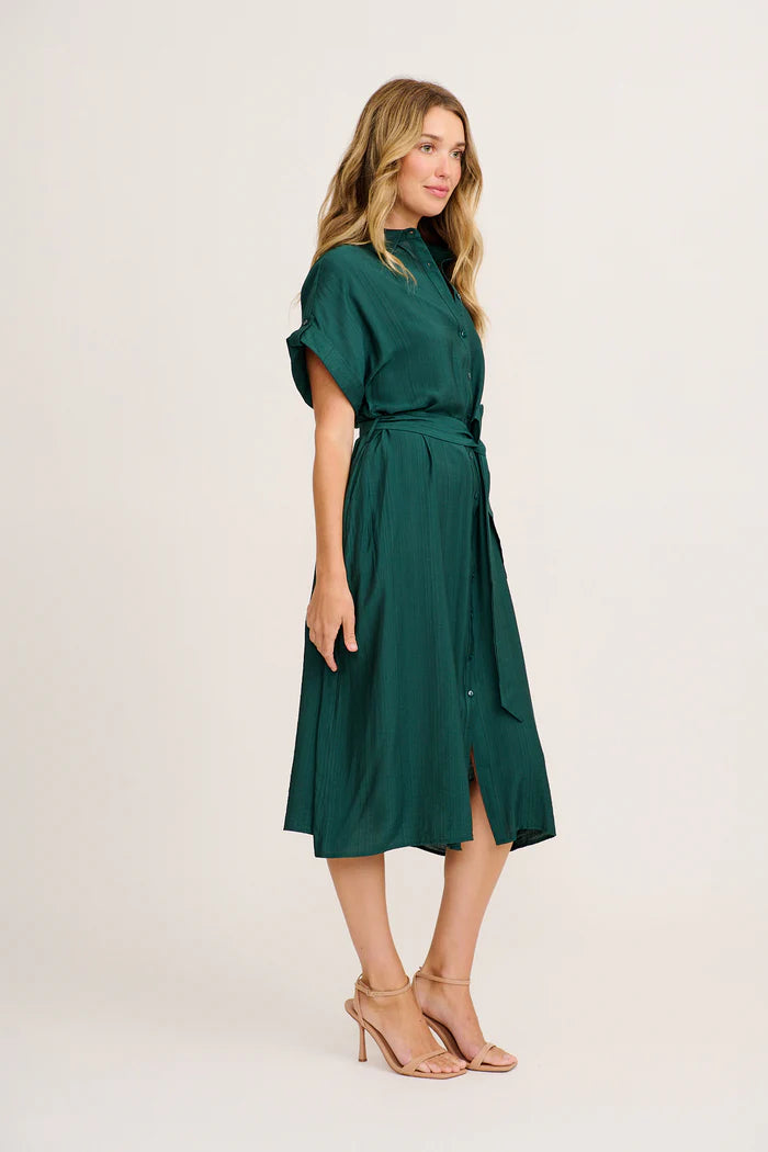 Adelaide - Sweet Talk Midi Shirt Dress in Emerald