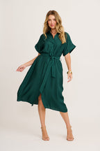 Adelaide - Sweet Talk Midi Shirt Dress in Emerald