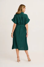 Ariella - Emerald Midi Shirt Dress Women Elegant
