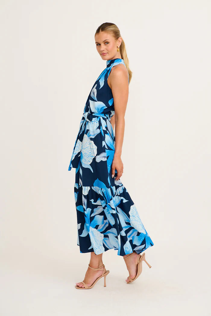 Aviana - Navy Blue Floral Maxi Dress Women