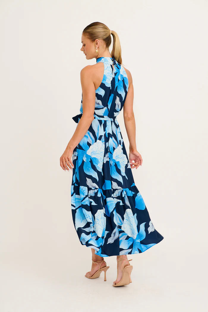 Aviana - Navy Blue Floral Maxi Dress Women