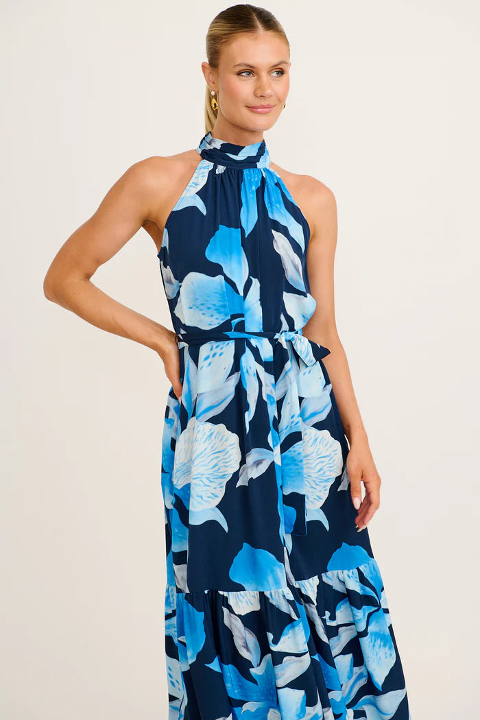Aviana - Navy Blue Floral Maxi Dress Women