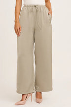 Ailsa - Stina Khaki Elegant Wide Leg Pants