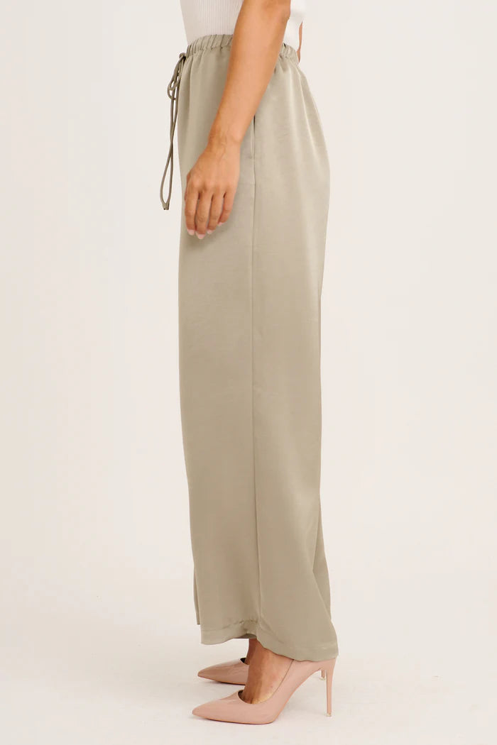 Ailsa - Stina Khaki Elegant Wide Leg Pants