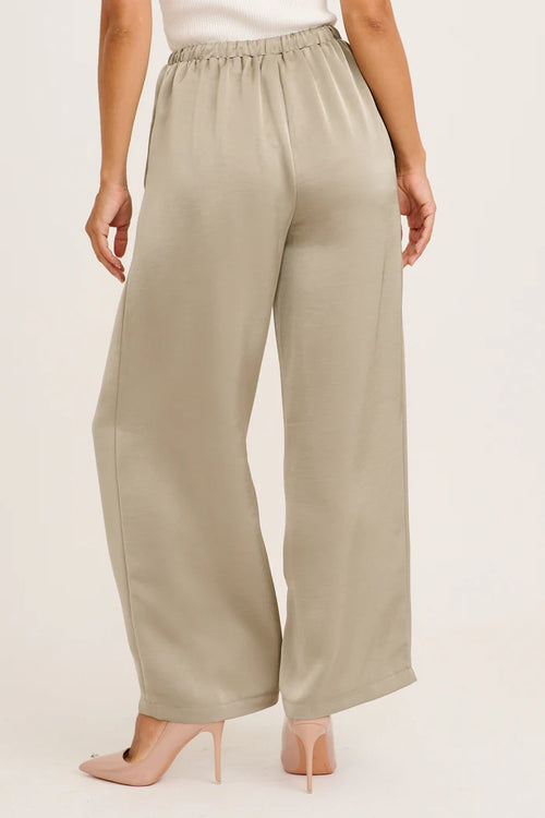 Ailsa - Stina Khaki Elegant Wide Leg Pants