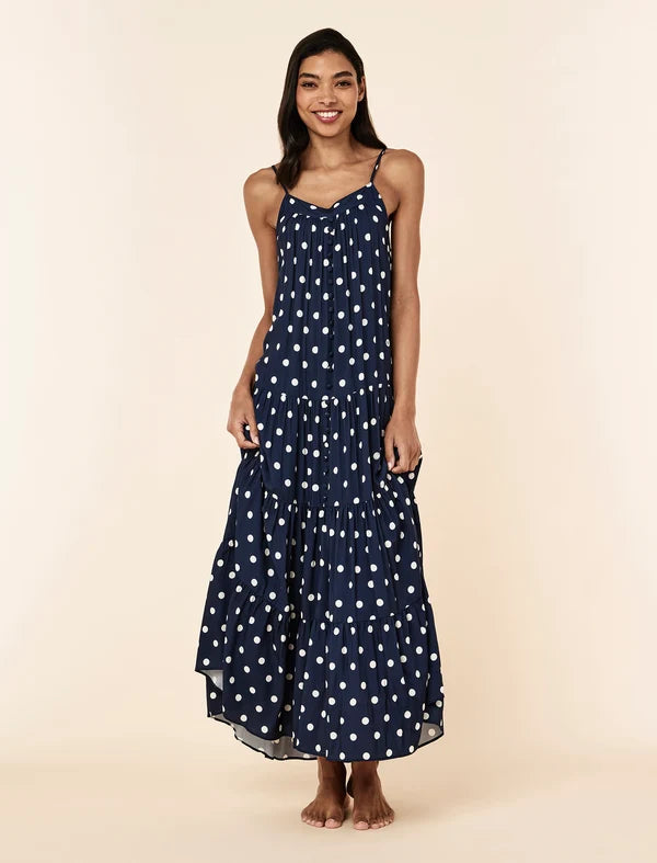 Emily - Spot Tiered Maxi Women’s Night Dress