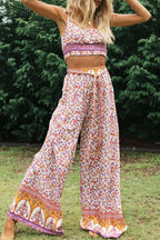 Lucy - Pink Floral Two Piece Pants Set