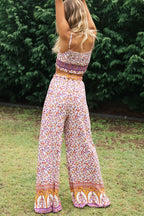 Lucy - Pink Floral Two Piece Pants Set