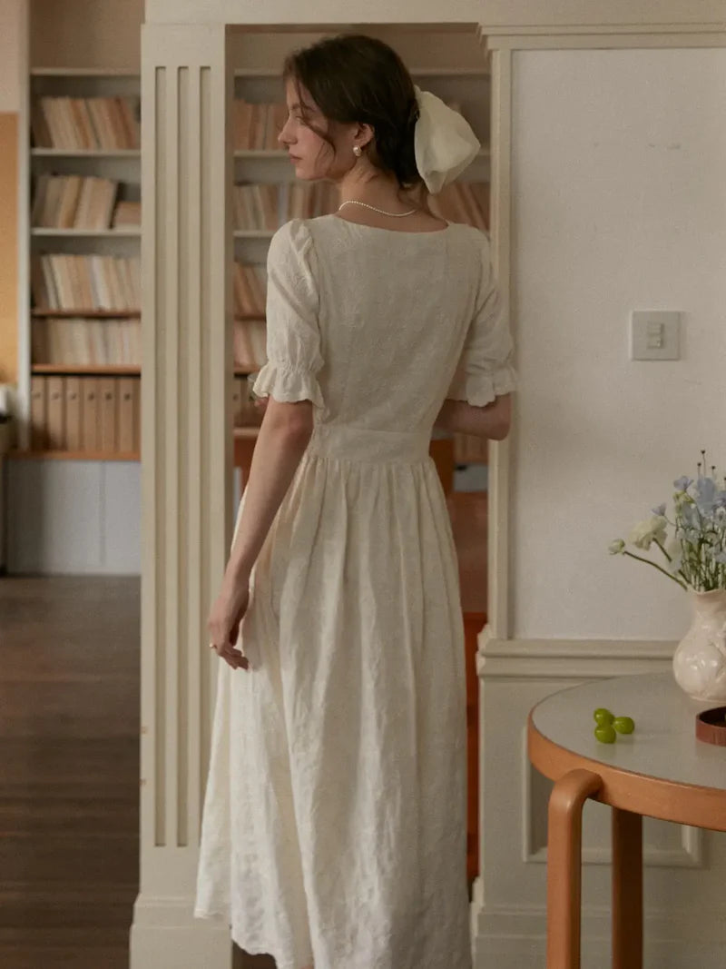 Astrid - Sweetheart Neck Puff Sleeves Dress