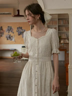 Astrid - Sweetheart Neck Puff Sleeves Dress