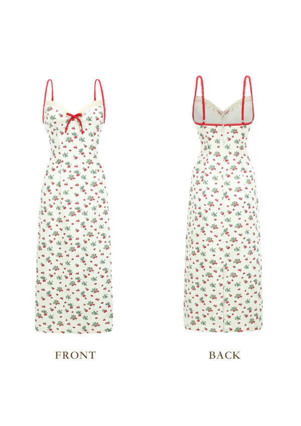 Kayla - Strawberry Farm Elegant Midi Dress Women