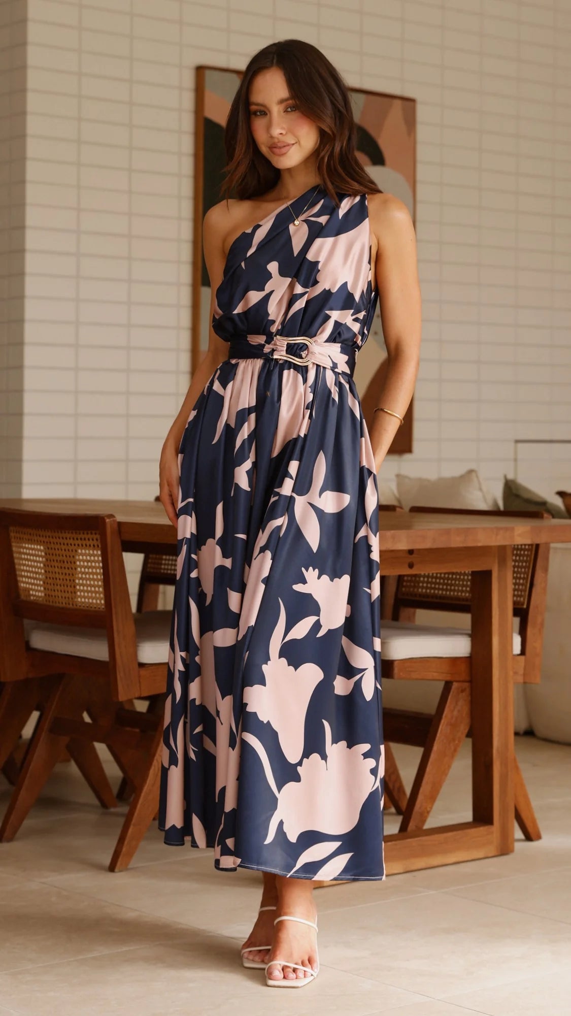 Ariana - Hadas Cobalt White Print Maxi Dress