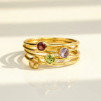 Freya - Stackable Birthstone Ring Set For Mom