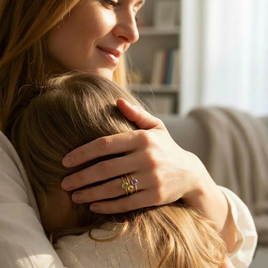Freya - Stackable Birthstone Ring Set For Mom