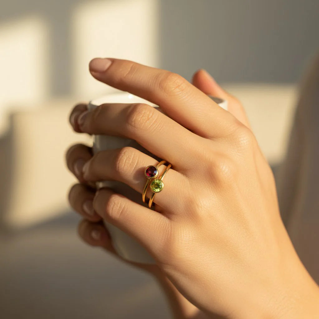 Freya - Stackable Birthstone Ring Set For Mom
