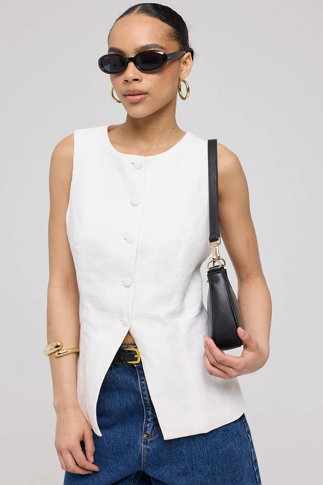 Aisha - White Long Line Top for Women