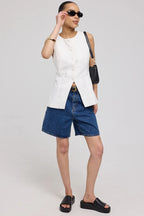 Aisha - White Long Line Top for Women