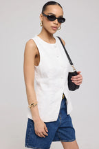 Aisha - White Long Line Top for Women