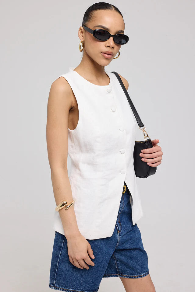 Aisha - White Long Line Top for Women