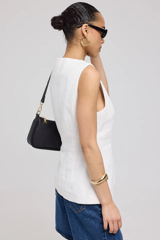 Aisha - White Long Line Top for Women