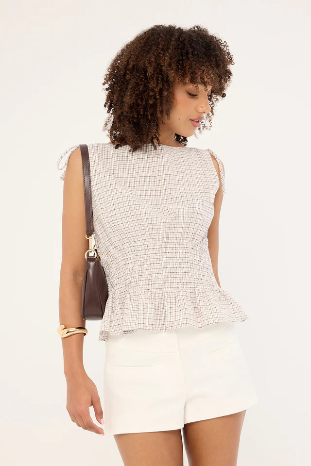Agnes - Pink Ruched Tie Top for Women