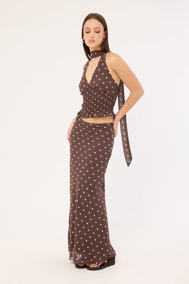 Agatha - Brown Elegant Maxi Skirt for Women