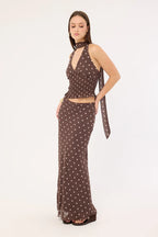 Agatha - Brown Elegant Maxi Skirt for Women