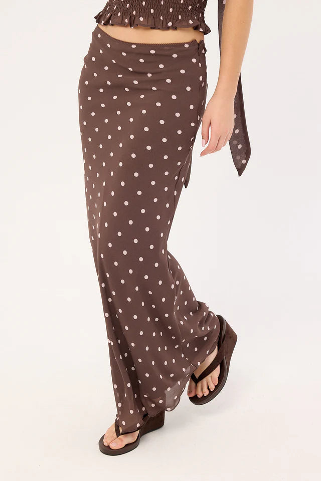 Agatha - Brown Elegant Maxi Skirt for Women