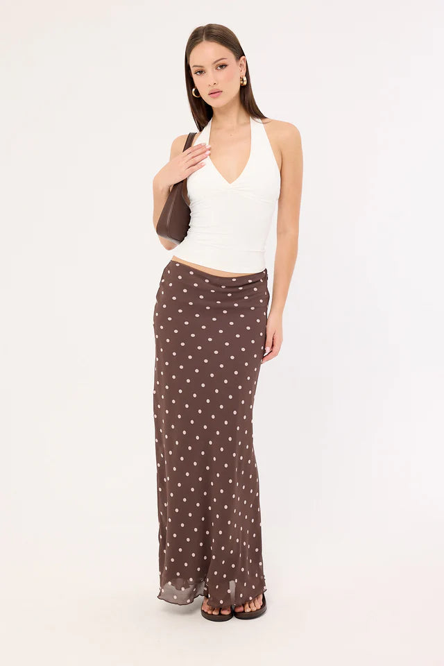 Agatha - Brown Elegant Maxi Skirt for Women