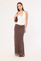 Agatha - Brown Elegant Maxi Skirt for Women