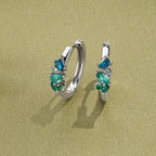 Aliyah - Cubic Zirconia Scattered Huggie Earrings Silver