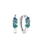 Aliyah - Cubic Zirconia Scattered Huggie Earrings Silver