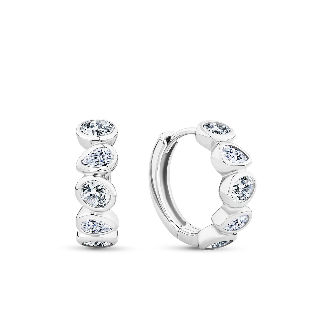 Alia - Cubic Zirconia Huggie Earrings Sterling Silver