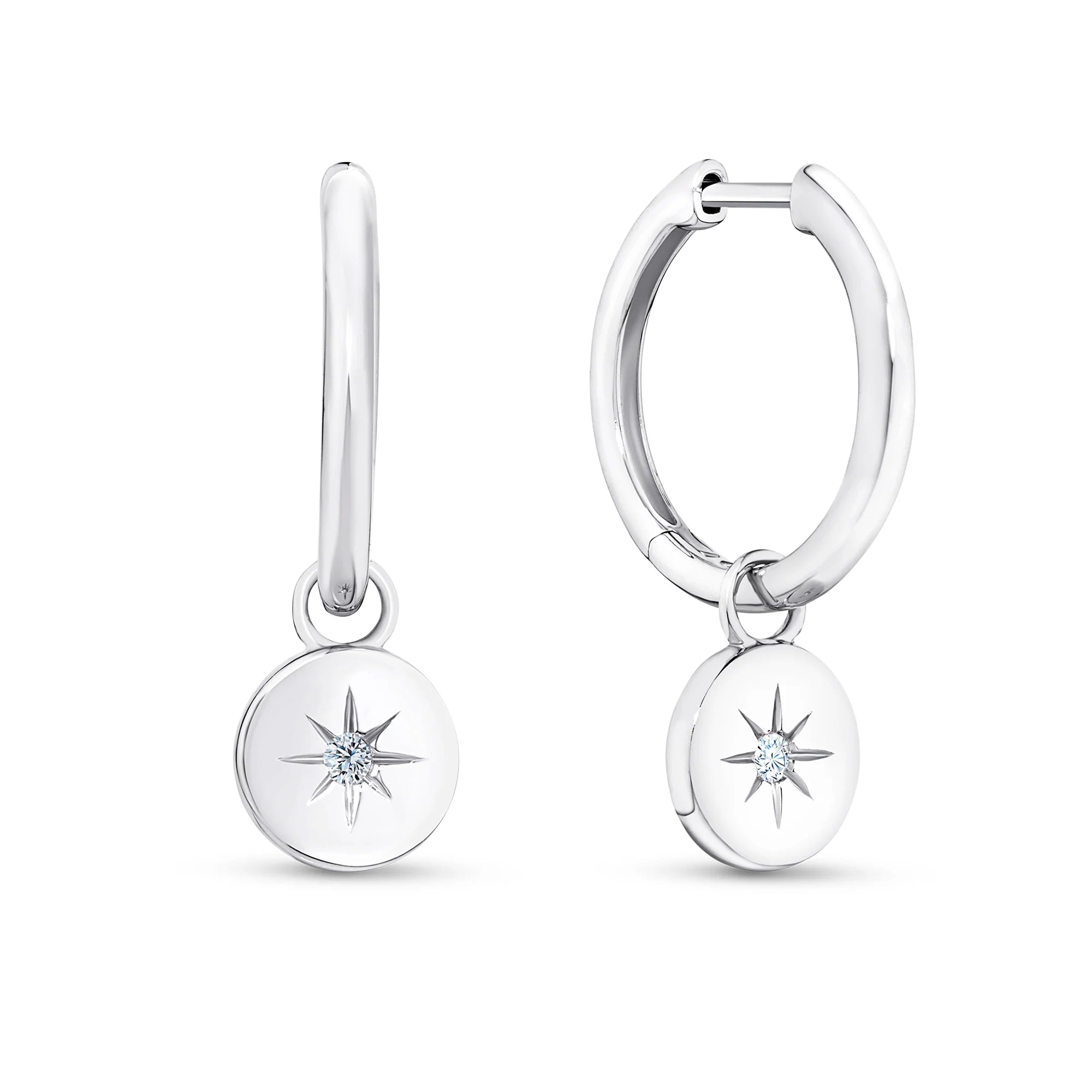 Alexis - Star Cubic Zirconia Huggie Earrings Silver