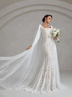 Amelia - Elegant Mermaid Lace Wedding Dress Cape