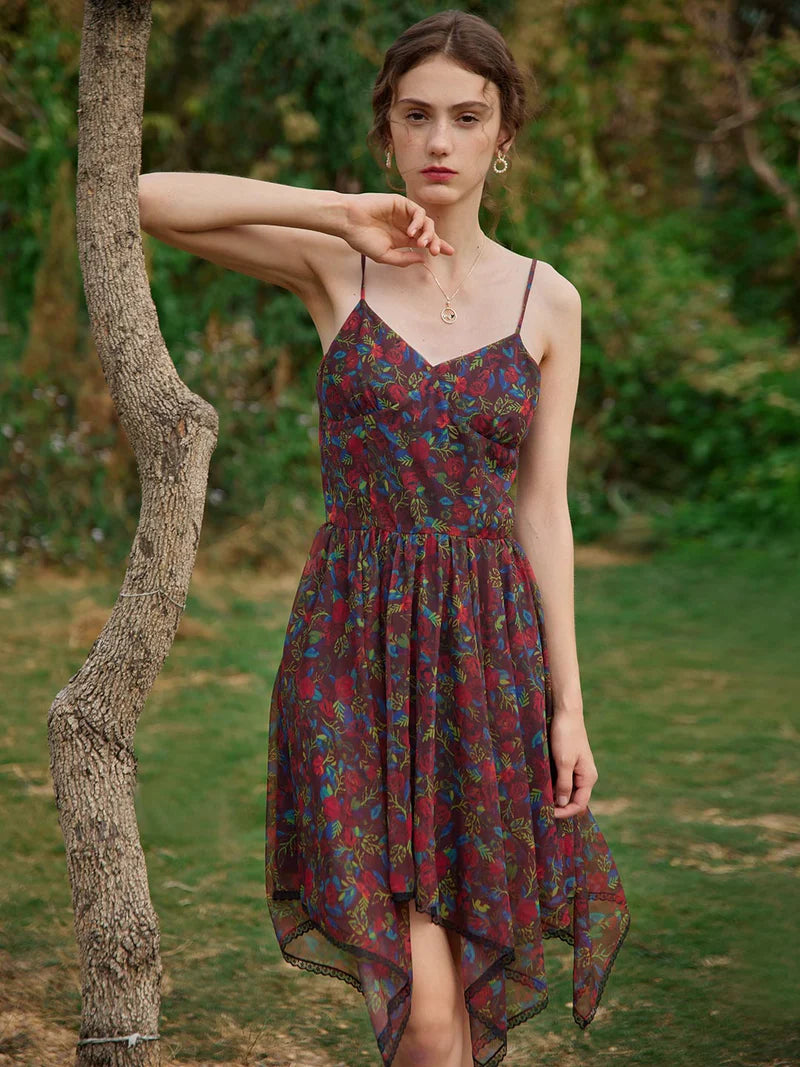 Caitlin - Floral Printed Slip Dress Elegant Style