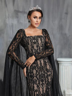 Amelia - Elegant Mermaid Lace Wedding Dress Cape