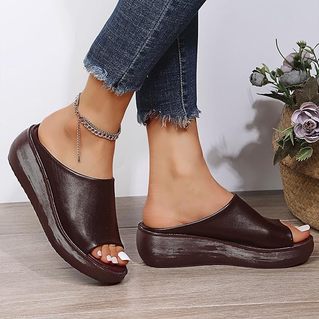 Tiarna - Womens Memory Cushion Open Toe Slide Sandals