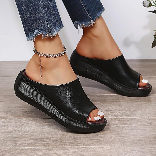 Tiarna - Womens Memory Cushion Open Toe Slide Sandals