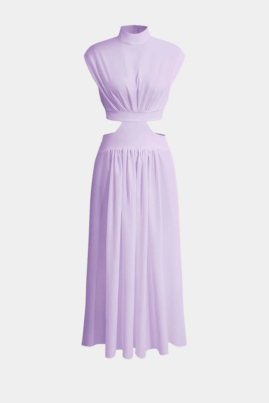 Adeline - Mock Neck Cut Out Ruched Maxi Dress Women