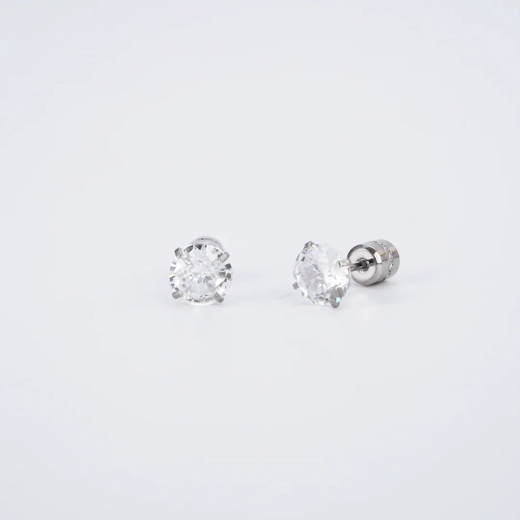 Amada - Silver Cubic Zirconia Stud Earrings Women